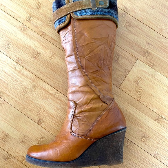 ALDO Hornbeck Fall Winter Boots Cozy Warm Leather Flannel Fleece Sz 6 - Picture 2 of 7